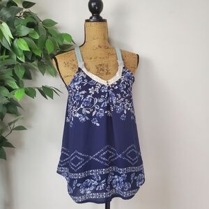 NEW Rewind Boho Sleeveless Tank Top Flowy Floral Design Junior Small